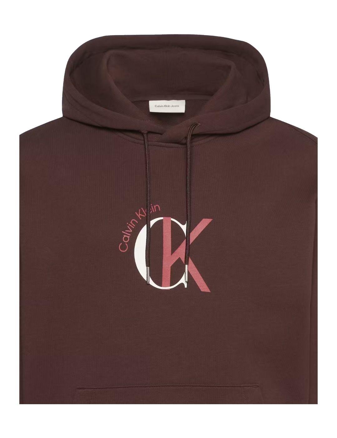 Sudadera Calvin Klein marrón con capucha para hombre