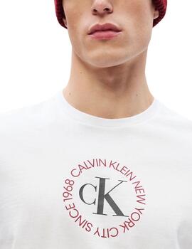 Camiseta Calvin Klein de manga corta en blanco de hombre