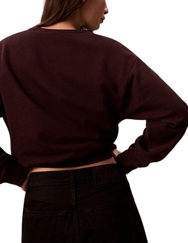 Sudadera Calvin Klein marrón para mujer de cuello redondo