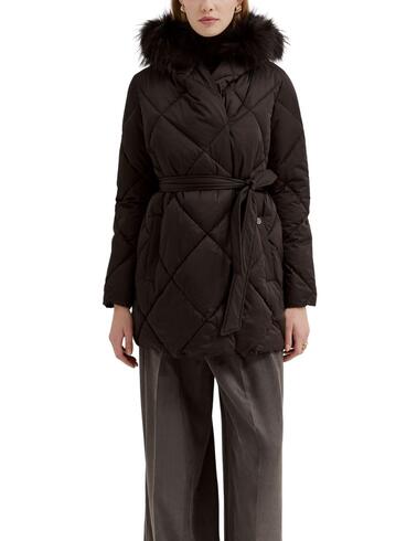 Chaqueta acolchada Lion of Porche con capucha y cinturón