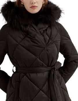 Chaqueta acolchada Lion of Porche con capucha y cinturón