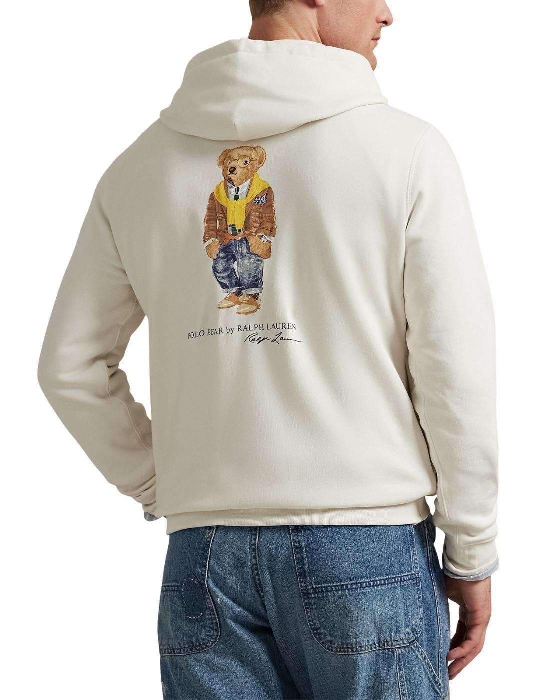 Sudadera Polo Ralph Lauren blanca con capucha Polo Bear