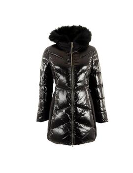 Abrigo Yes-Zee con capucha de pelo en negro de mujer