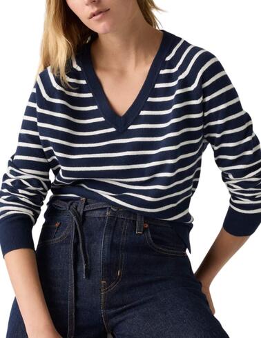 Jersey de rayas Levi's® de cuello pico a rayas para mujer