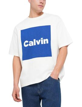 Camiseta Calvin Klein de manga corta en blanco de hombre