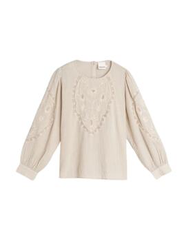 Blusa Indi & Cold con bordado romántico en color piedra