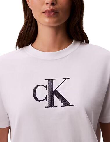 Camiseta Calvin Klein de manga corta con cK en lentejuelas