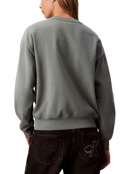 Sudadera Calvin Klein verde cuello redondo de mujer