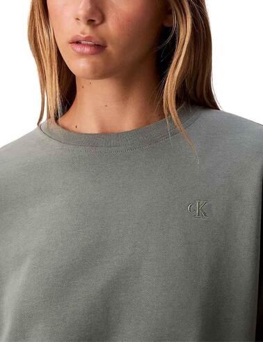 Sudadera Calvin Klein verde cuello redondo de mujer