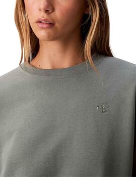 Sudadera Calvin Klein verde cuello redondo de mujer