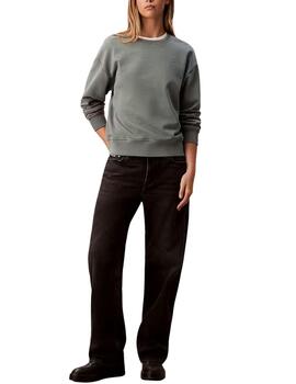 Sudadera Calvin Klein verde cuello redondo de mujer