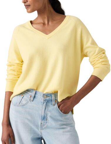 Jersey Levi's® de cuello pico en amarillo para mujer