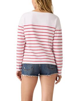 Jersey Levi's® depunto a rayas blanco y rojo fino mujer