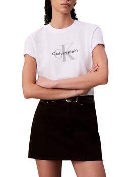 Camiseta Calvin Klein manga corta slim fit de mujer blanco