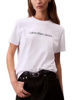 Camiseta Calvin Klein slim fit de mujer en blanco