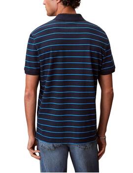 Polo Calvin Klein de manga corta a rayas para hombre azul