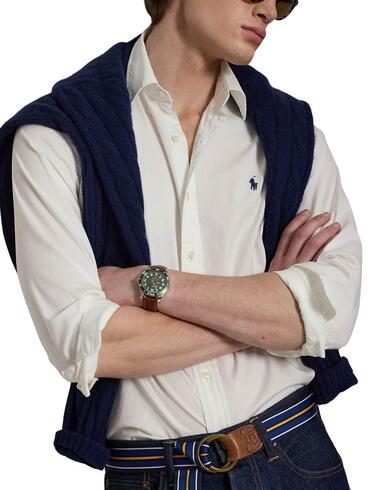 Camisa Polo Ralph Lauren Custom Slim Fit de algodón blanco