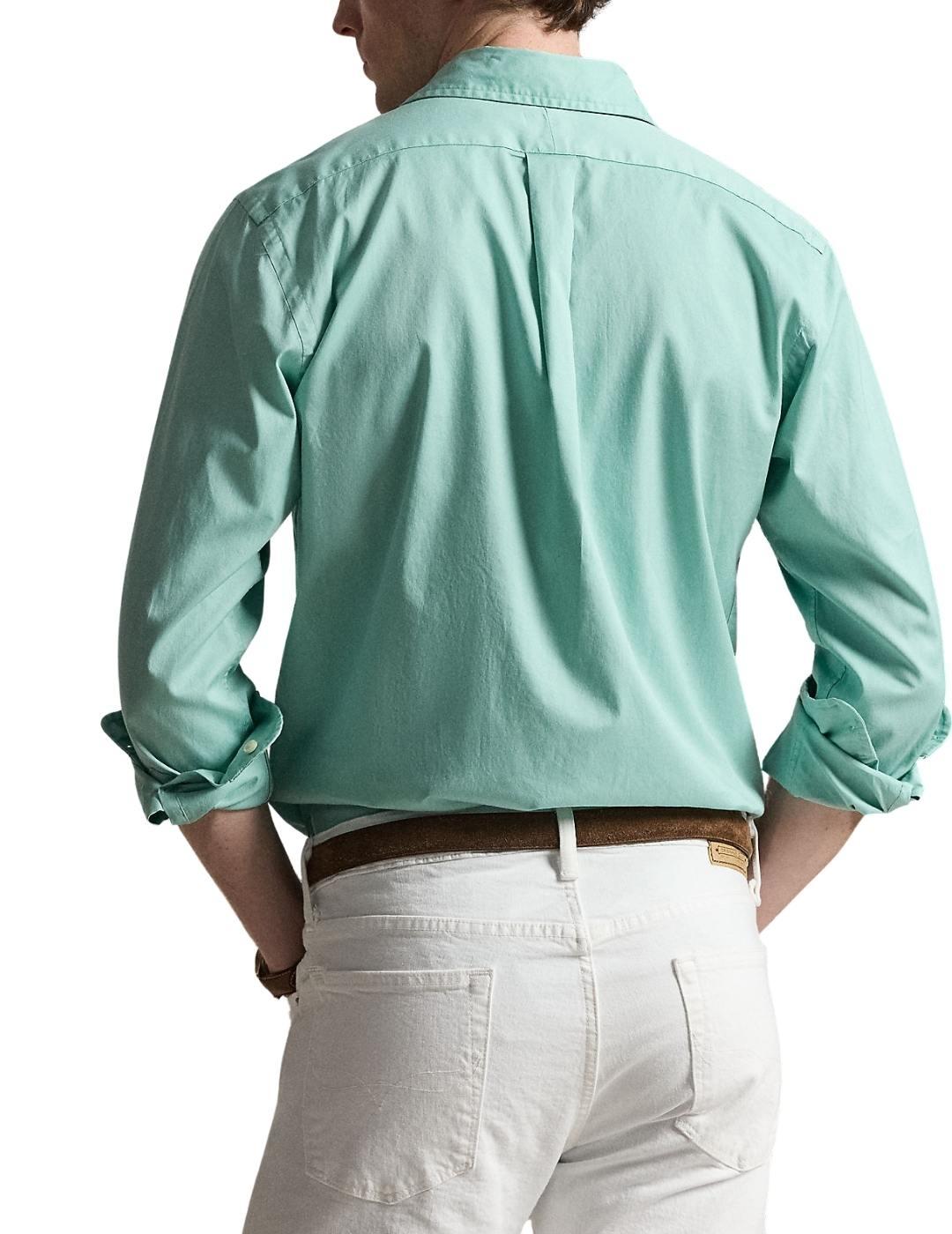 Camisa Polo Ralph Lauren Custom Slim Fit de algodón verde