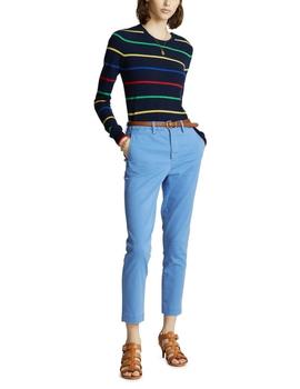Pantalón chino elástico Polo Ralph Lauren azulón de mujer