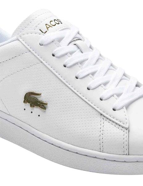 Zapatillas Lacoste Blancas y Beige Logo Lateral