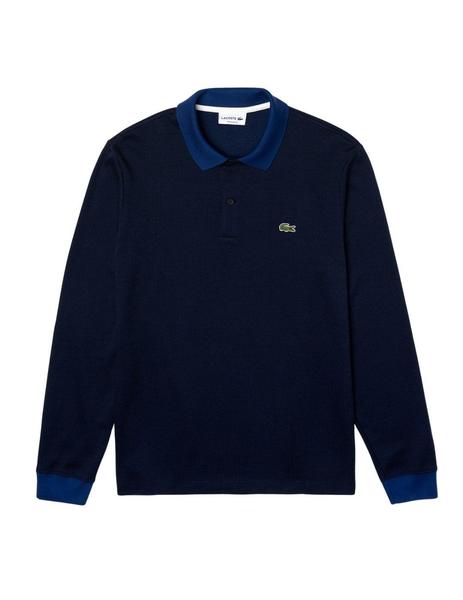 Polo Lacoste manga larga con azul de hombre