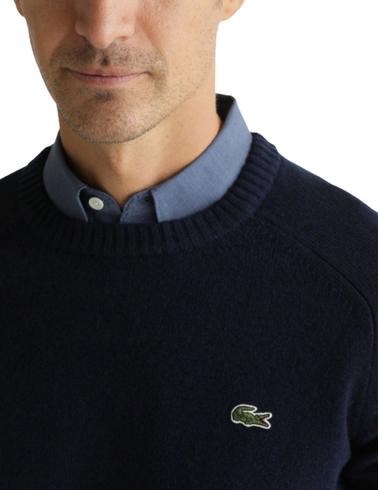 Jersey Lacoste regular fit azul marino cuello redondo hombre