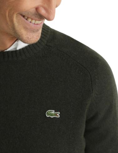 Jersey Lacoste regular fit verde cuello redondo hombre