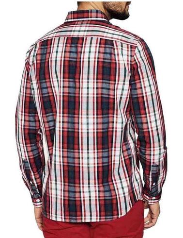 Camisa Lacoste manga larga cuadros rojos de hombre