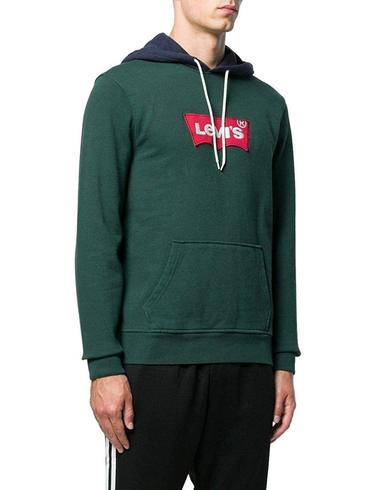 Sudadera Levis con capucha verde de hombre