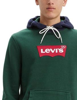 Sudadera Levis con capucha verde de hombre