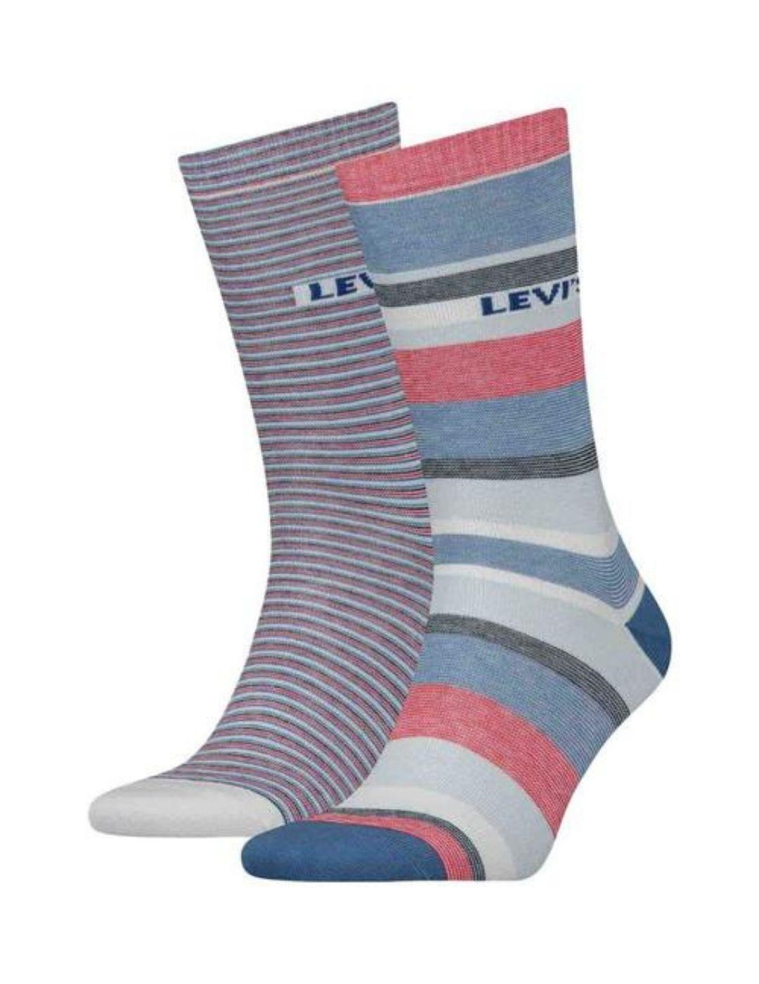 Calcetines Levis Regular Cut Socks a rayas azul rojo blanco