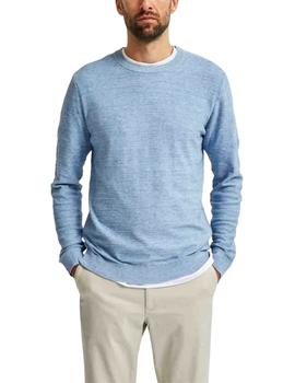 Jersey Selected Homme cuello redondo celeste de hombre