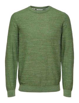 Jersey Selected Homme cuello redondo verde de hombre