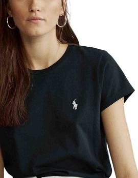 Camiseta Polo Ralph Lauren basica cuello redondo negra mujer