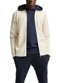 Cardigan Selected homme con cremallera beige de hombre