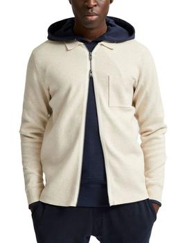 Cardigan Selected homme con cremallera beige de hombre