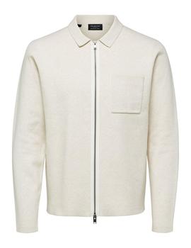 Cardigan Selected homme con cremallera beige de hombre