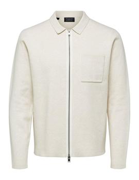 Cardigan Selected homme con cremallera beige de hombre