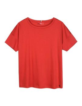 Camiseta Lion of Porches de algodón mercerizado rojo mujer