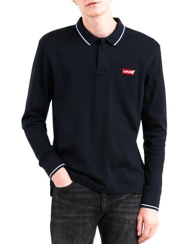 Polo Levis negro de piqué de hombre