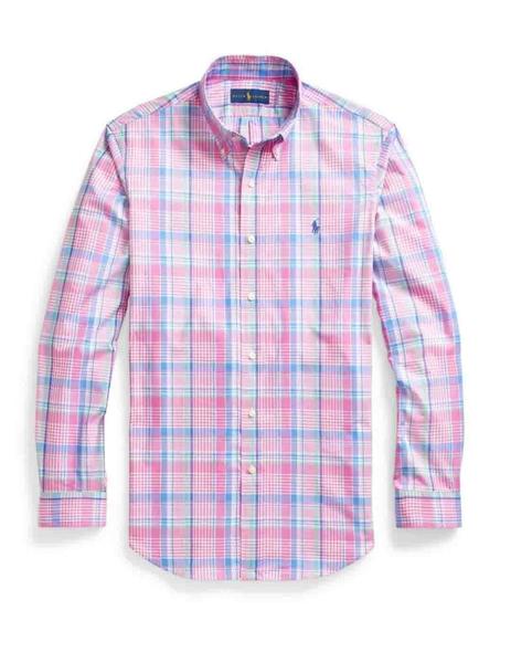 Isla Stewart enlace Inválido Camisa Polo Ralph Lauren manga larga slim fit de cuadros