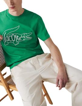 Camiseta Lacoste con cocodrilo bordado y cuello redondo