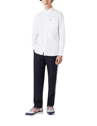 Camisa Lacoste de oxford de algodón liso de hombre blanca