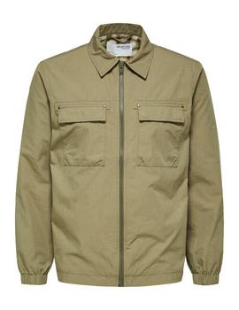 Chaqueta Selected mezcla de nylon verde de hombre