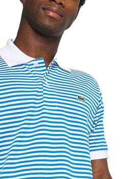 Polo Lacoste de rayas con puños y cuello a contraste