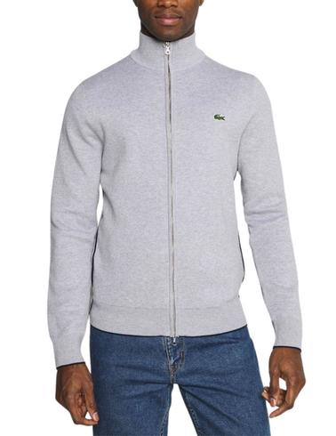 Chaqueta Lacoste punto gris de hombre con bolsillos