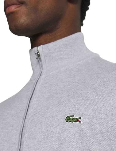 Chaqueta Lacoste de punto gris hombre con bolsillos