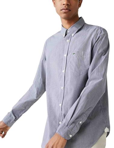 Camisa Lacoste regular fit de popelin de algodón a cuadros