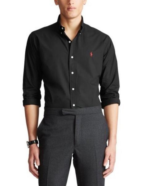 Camisa Polo Ralph Lauren popelín fit negra