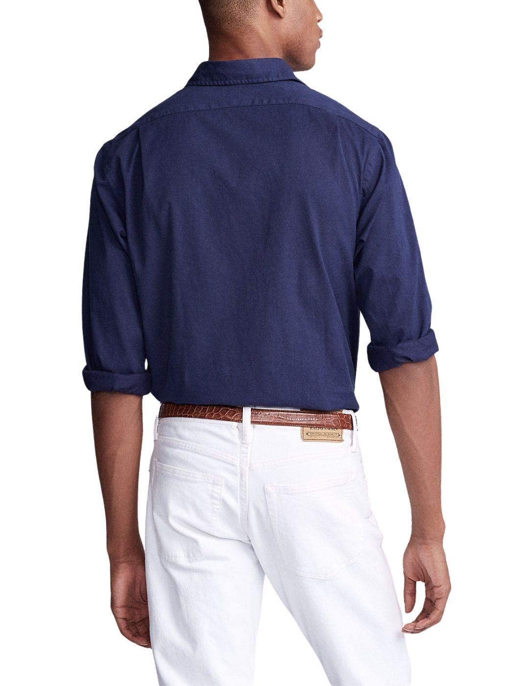 Camisa Polo Ralph Lauren de popelin marino de hombre slim fi